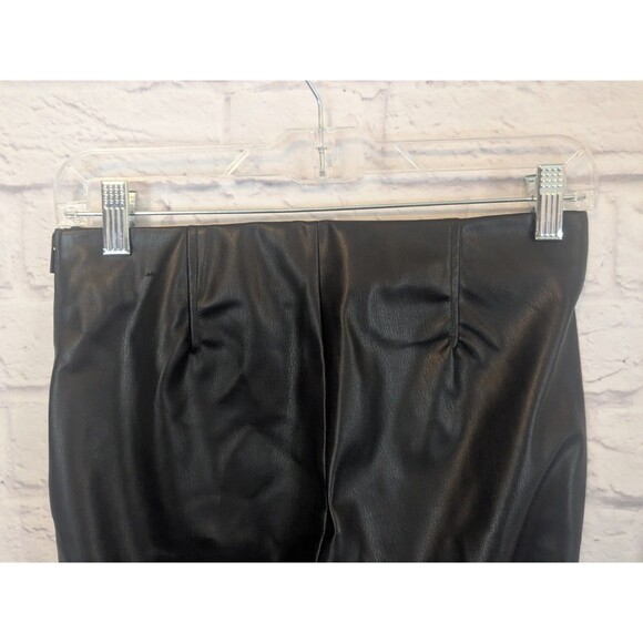 Zara Faux Leather Black Pants High Rise Straight Leg Side Zip Medium - Picture 3 of 8
